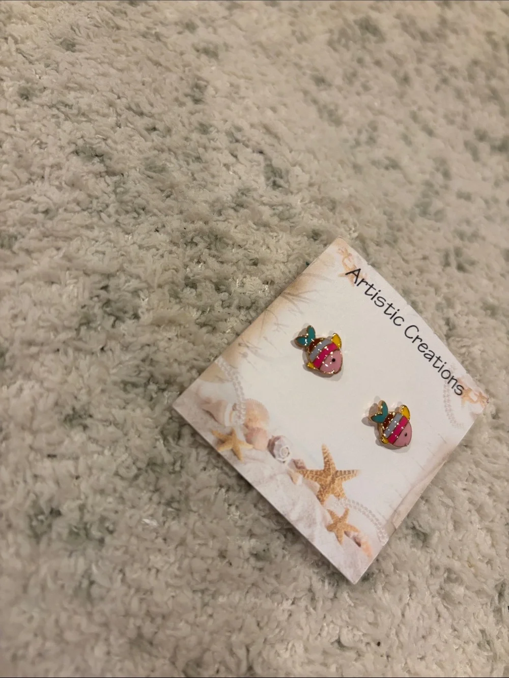 Colorful Tropical Pink Fish Stud Pierced Earrings NWT .50”